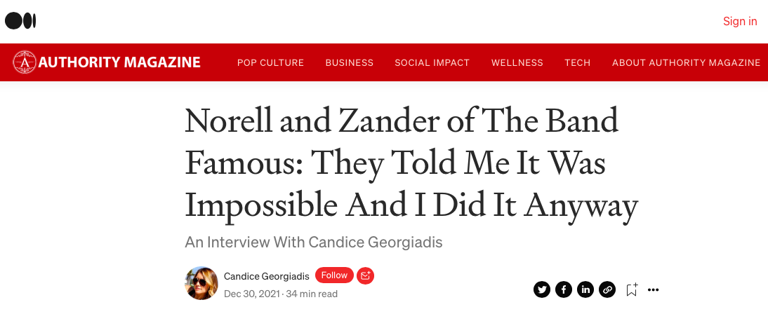 Norell and Zander of The Band Famous: They Told Me It Was Impossible And I Did It Anyway